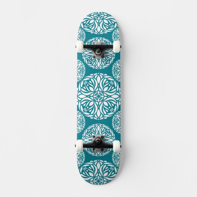 Skateboard Flocon de neige floral d'hiver (Recto)