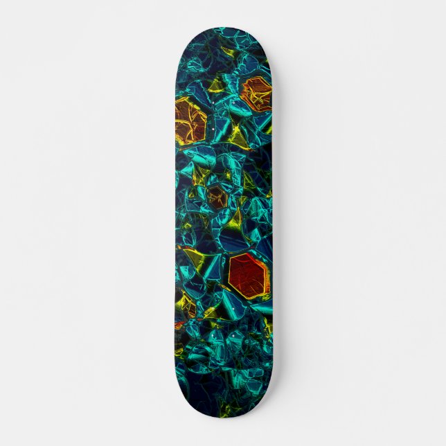 Skateboard Flor virtuel em azul gradiente, estilhaçada (Devant)
