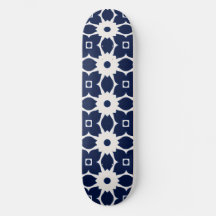 Floral géométrique bleu et blanc de la Marine