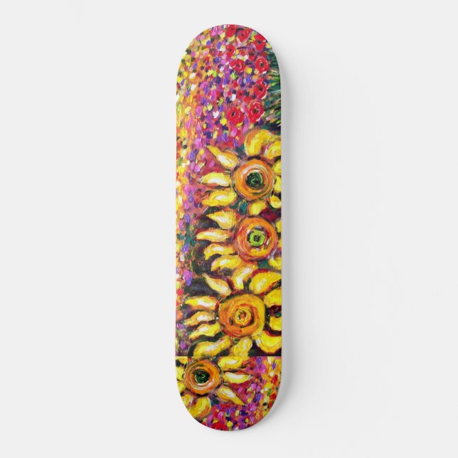 Skateboard FLORE EN TOSCANE, vert rouge rose jaune (Recto)