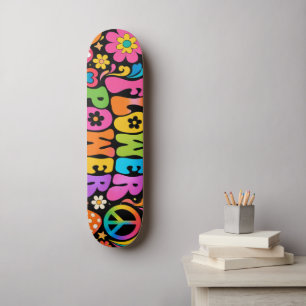 Skateboard Flower Power 60s-70s Rétro