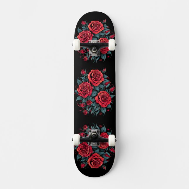 Skateboard Flowers rouges (Recto)