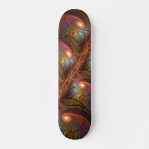 Skateboard Fluorescent coloré Abstrait Trippy Brown Fractal