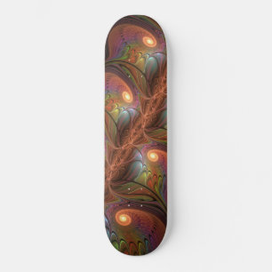 Skateboard Fluorescent coloré Abstrait Trippy Brown Fractal