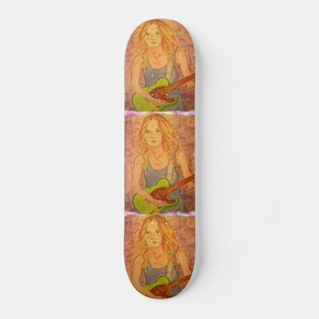 Skateboard folk rock girl jouer' collage électrique (Recto)