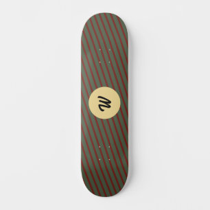 Skateboard Forêt verte et rayures bordeaux Monogramme