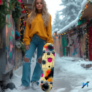 Skateboard Formes abstraites dynamiques avec motifs géométriq