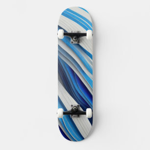 Skateboard Formes courbes épaisses en bleu et blanc