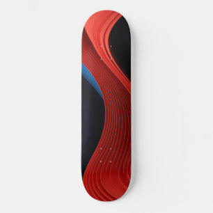 Skateboard Formes linéaires ondulées en rouge et bleu