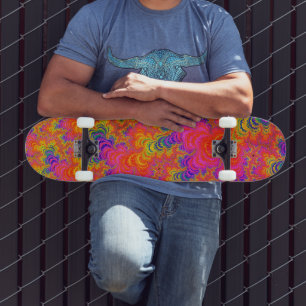 Skateboard Fractale arc-en-ciel