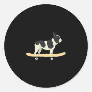 Skateboard Französisches Bulldog-Welpengeschenk Runder Aufkleber