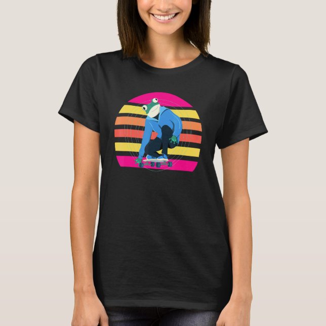 Skateboard Frosch Sunset T-Shirt (Vorderseite)