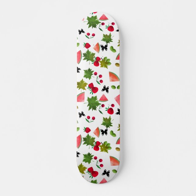 Skateboard Fruits frais sans fil Berries Aquarelle (Devant)