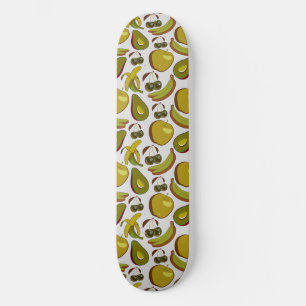 Skateboard Fruits tropicaux sans couture motif jaune et blanc
