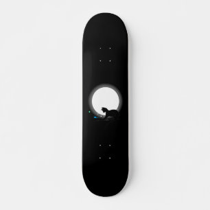 Skateboard Full Moon Black Cat And Stars