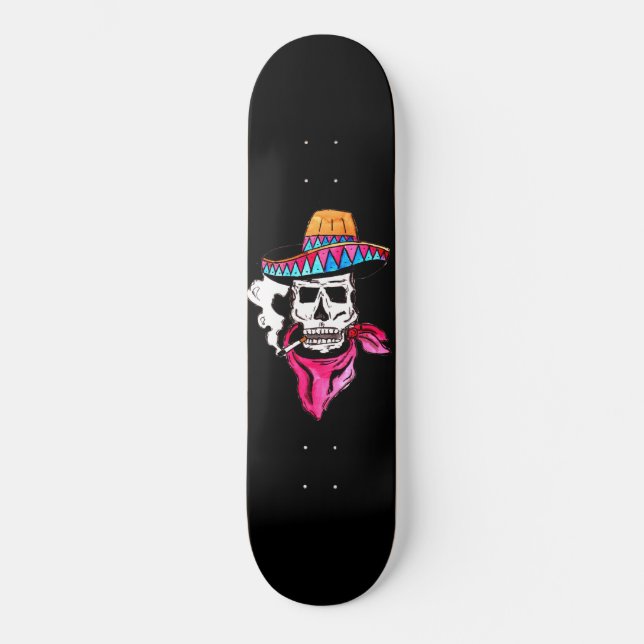 Skateboard Fumer Skeleton Cowboy (Recto)