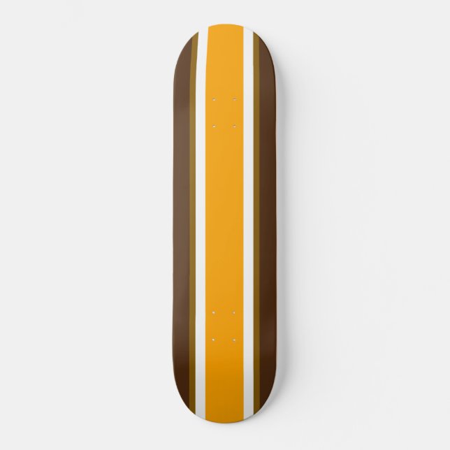 Skateboard Fun Bright Bold Jaune Blanc Brown Stripes de cours (Recto)