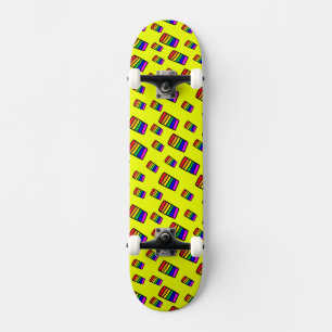 Skateboard Funky Neon Rainbow Block Motif