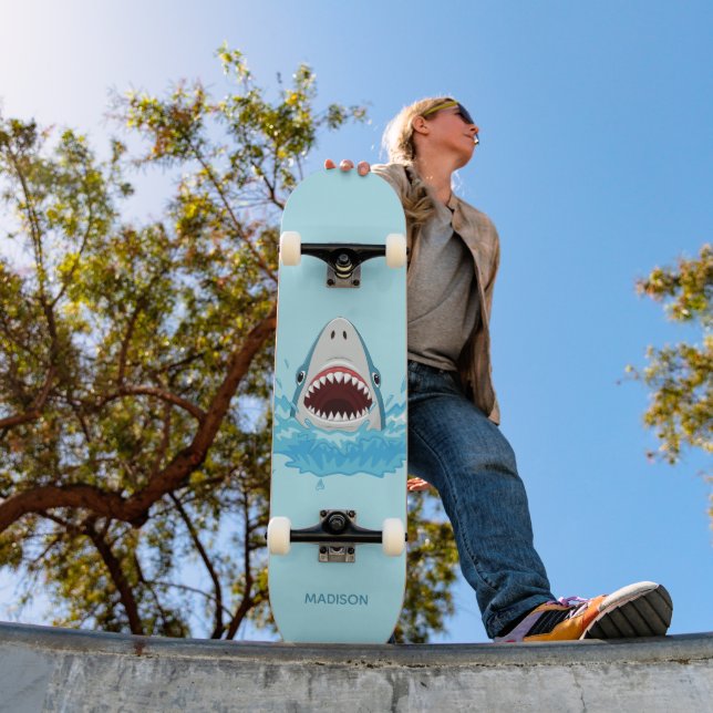 Skateboard Funny Shark nom personnalisé (Extérieur 1)