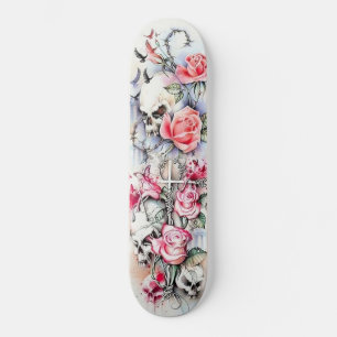 Skateboard für Blume-Schädelvogel-Kreuzbutterfli