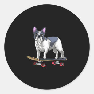 Skateboard für Bulldoggen Runder Aufkleber