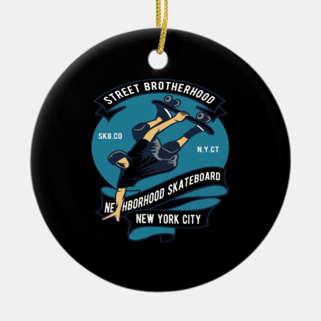 Skateboard für die Nachbarschaft Keramik Ornament (Vorne)