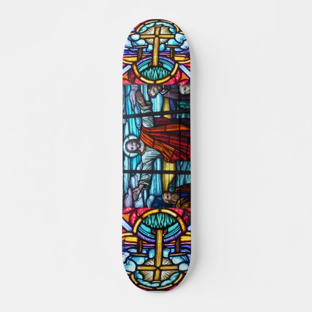Skateboard für festgehaltenes Glasfenster (Vorne)