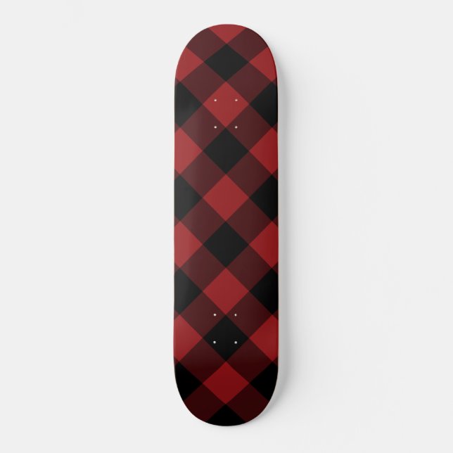 Skateboard für Karierte Karos in Schwarz und Rot (Vorderseite)