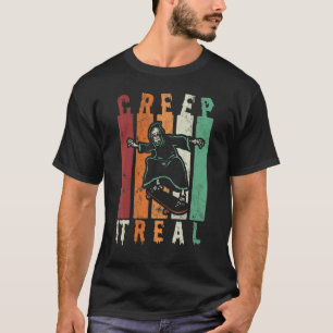 Skateboard für Skelettläufe auf dem Skelett von Ha T-Shirt