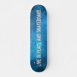 Skateboard Galaxie Blue Star Vivez en paix et