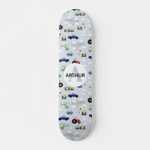 Skateboard Garçons Cool Blue Moderne Transport Voiture Motif 