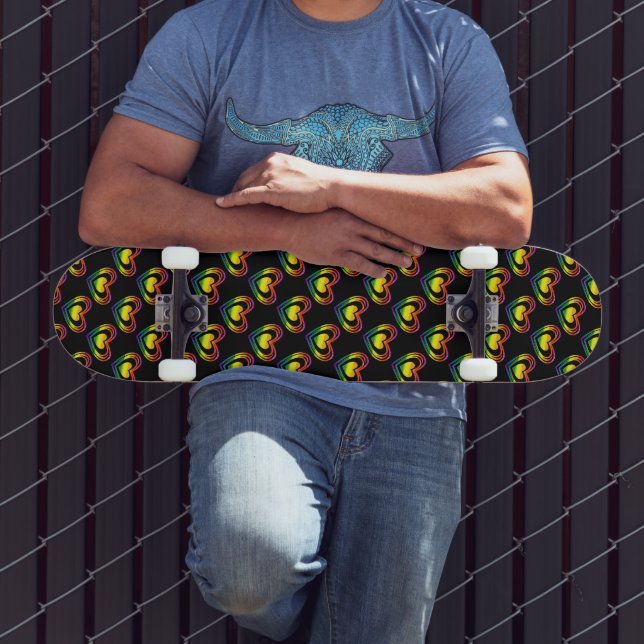 Skateboard Gay pride LGBTQ Rainbow Hearts Motif (Extérieur 3)