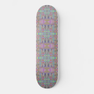 Skateboard Géométrique vert violet rose
