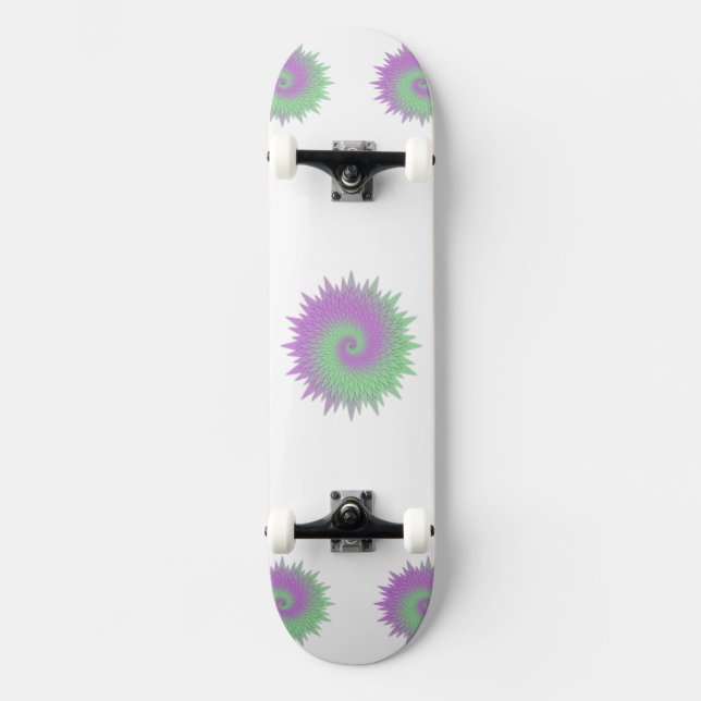 Skateboard Géométrique Violet et Vert (Recto)