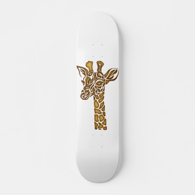 Skateboard Girafe aux ornements ethniques et tribaux (Devant)