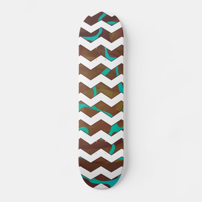 Skateboard Girafe Brun et Imprimé sarcelle (Recto)