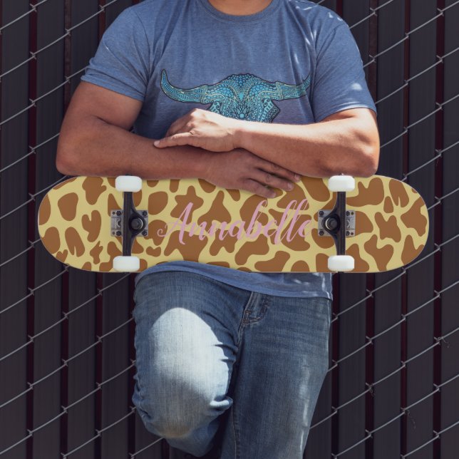 Skateboard Giraffe Poster de animal personnalisé (Extérieur 3)