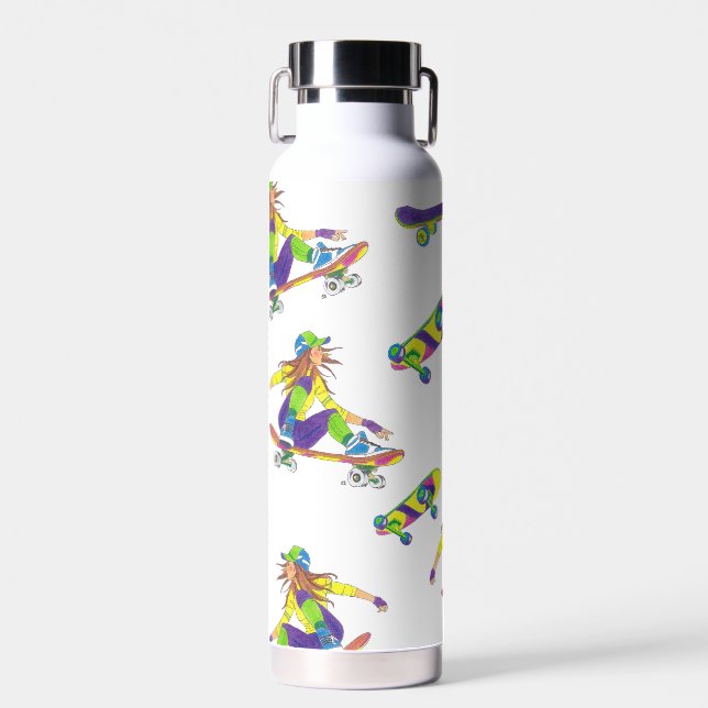 Skateboard Girl Trinkflasche (Vorne)