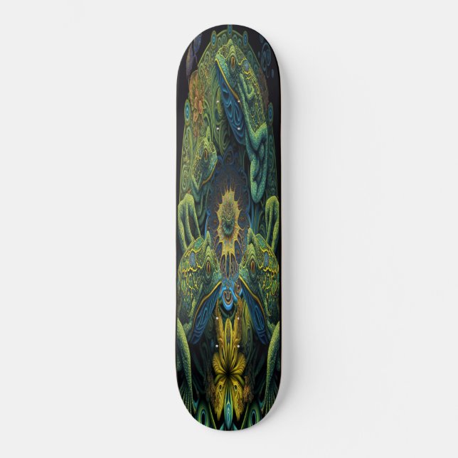 Skateboard Girly 3 Grenouilles artistiques vertes (Recto)