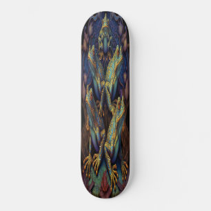 Skateboard Girly 5 Blue Gold Artistische Frösche