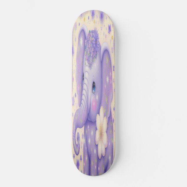 Skateboard Girly belle fleur bébé éléphant (Recto)
