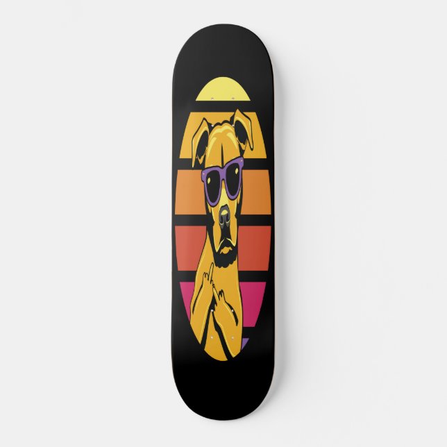 Skateboard Girly Dog 80er Retro Style (Vorderseite)