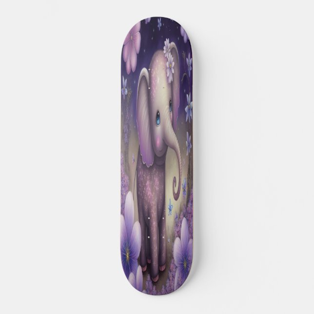 Skateboard Girly doux bébé violet éléphant (Recto)