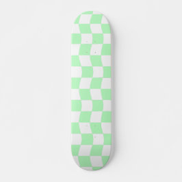Skateboard Girly Pastel Green White Wavy Check Motif