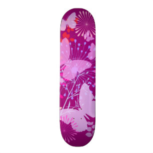 Skateboard Girly rose pourpre vibrant de jardin de papillon