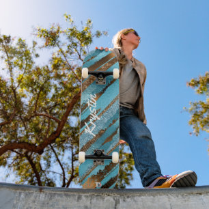 Skateboard Glam Bronze et Blue Foil et Paillettes Look Dd 