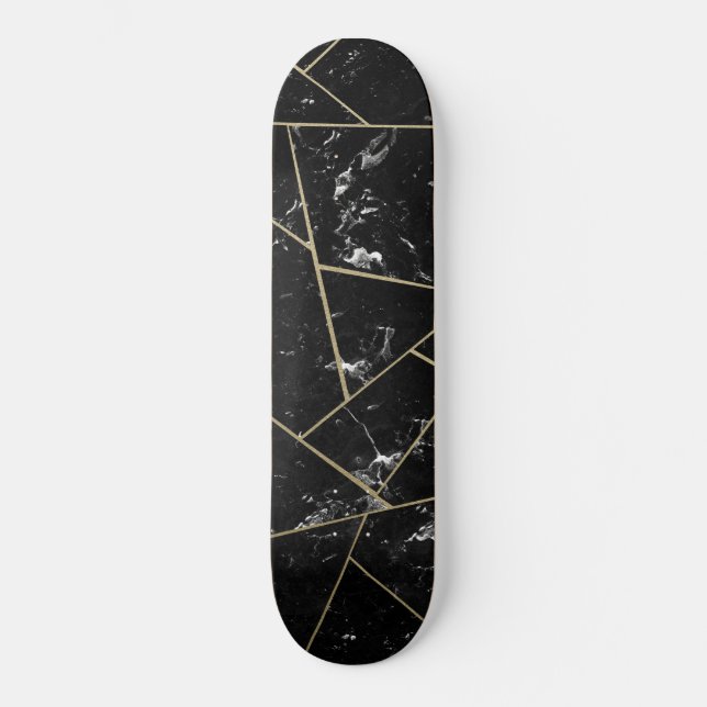 Skateboard Glam géométrique en marbre noir #1 (Recto)