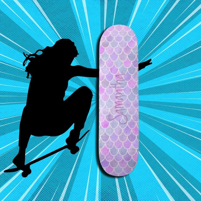 Skateboard Glitzer Girly Meerjungfrau lila chic (Girl Power, Original and best online Zazzle skateboard shop- Urban Warrior)