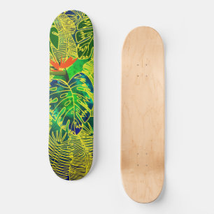 Skateboard Gold Tropical Jungle Vert Feuille Aquarelle