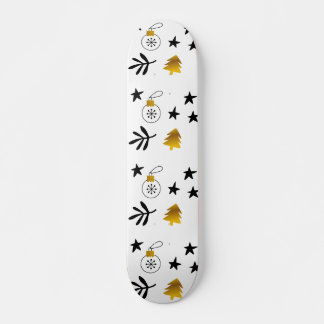 Skateboard Golden Christmas Pine Tree Star and Ornaments